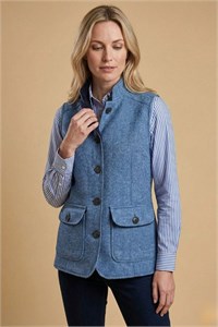 Herringbone Wool Gilet, Sky Blue