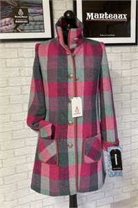 Harris Iona Coat, cerise and grey