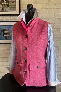 Herringbone Wool Gilet, Hot Pink