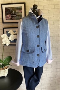 Herringbone Wool Gilet, Sky Blue