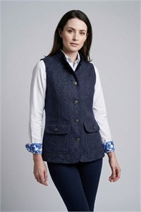 Herringbone Wool Gilet, Navy