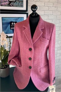  Ladies Classic Herringbone Jacket, Hot Pink