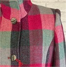  Ladies Tweed Funnel Neck Coat, Cerise and Grey