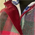 Harris Tweed Gilet, cerise and grey