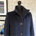 Ladies Wool and Cashmere Funnel Neck Coat, Navy