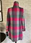  Ladies Tweed Funnel Neck Coat, Cerise and Grey