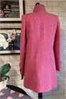 Ladies Herringbone Wool Funnel Neck Coat, Hot Pink