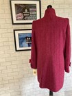 Ladies Herringbone Wool Funnel Neck Coat, Raspberry